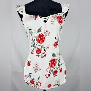 Torrid Floral Blouse with Flutter Sleeves